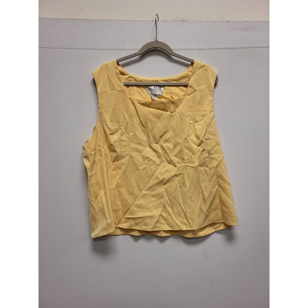 GMI Woman Top 22W Yellow Sleeveless Blouse Plus Size Career Casual Tank